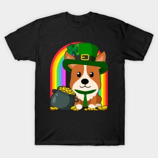 Corgi Rainbow Irish Clover St Patrick Day Dog Gift graphic T-Shirt